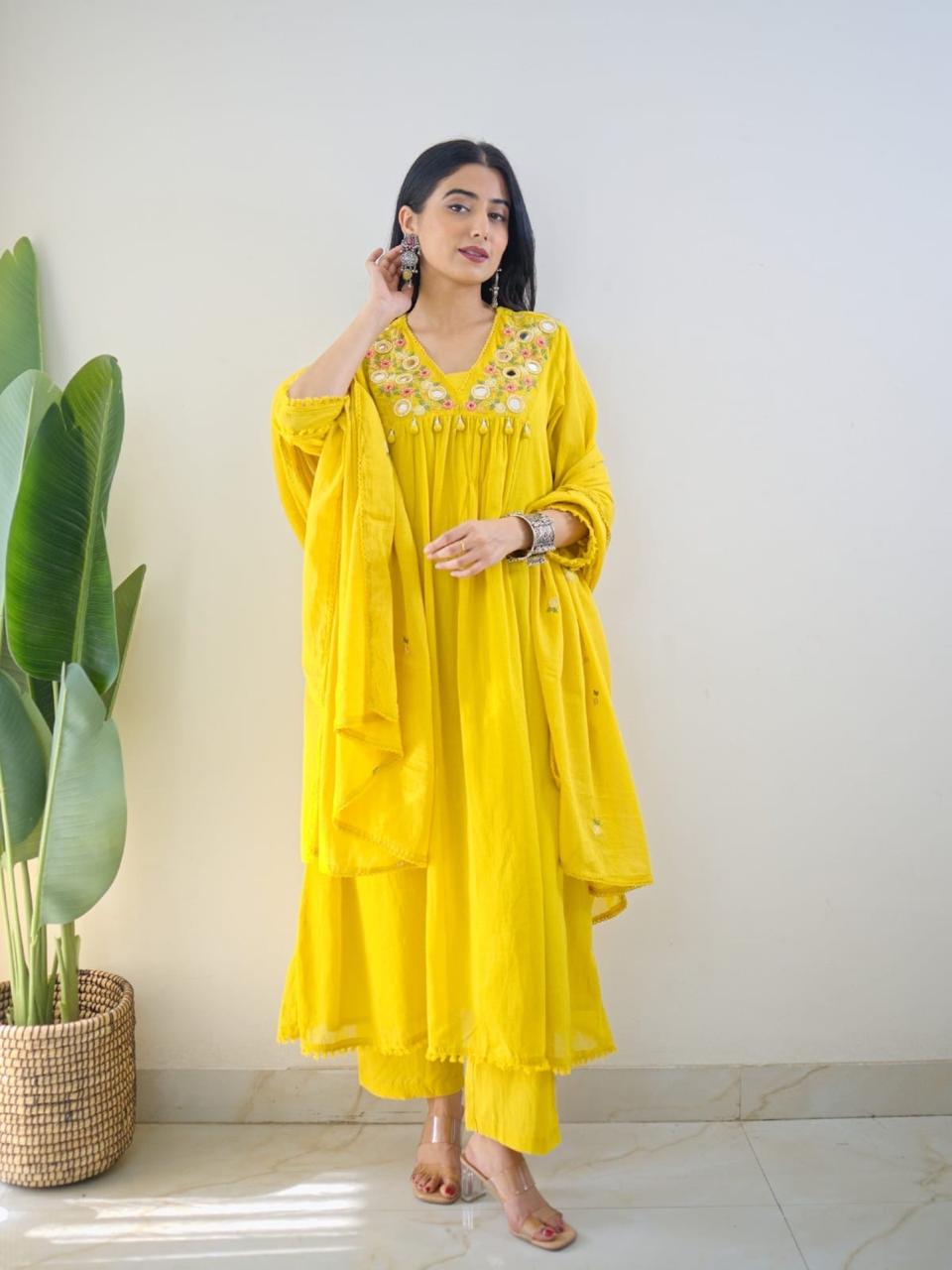 Sunshine Yellow Embroidered Kurta Set with Dupatta