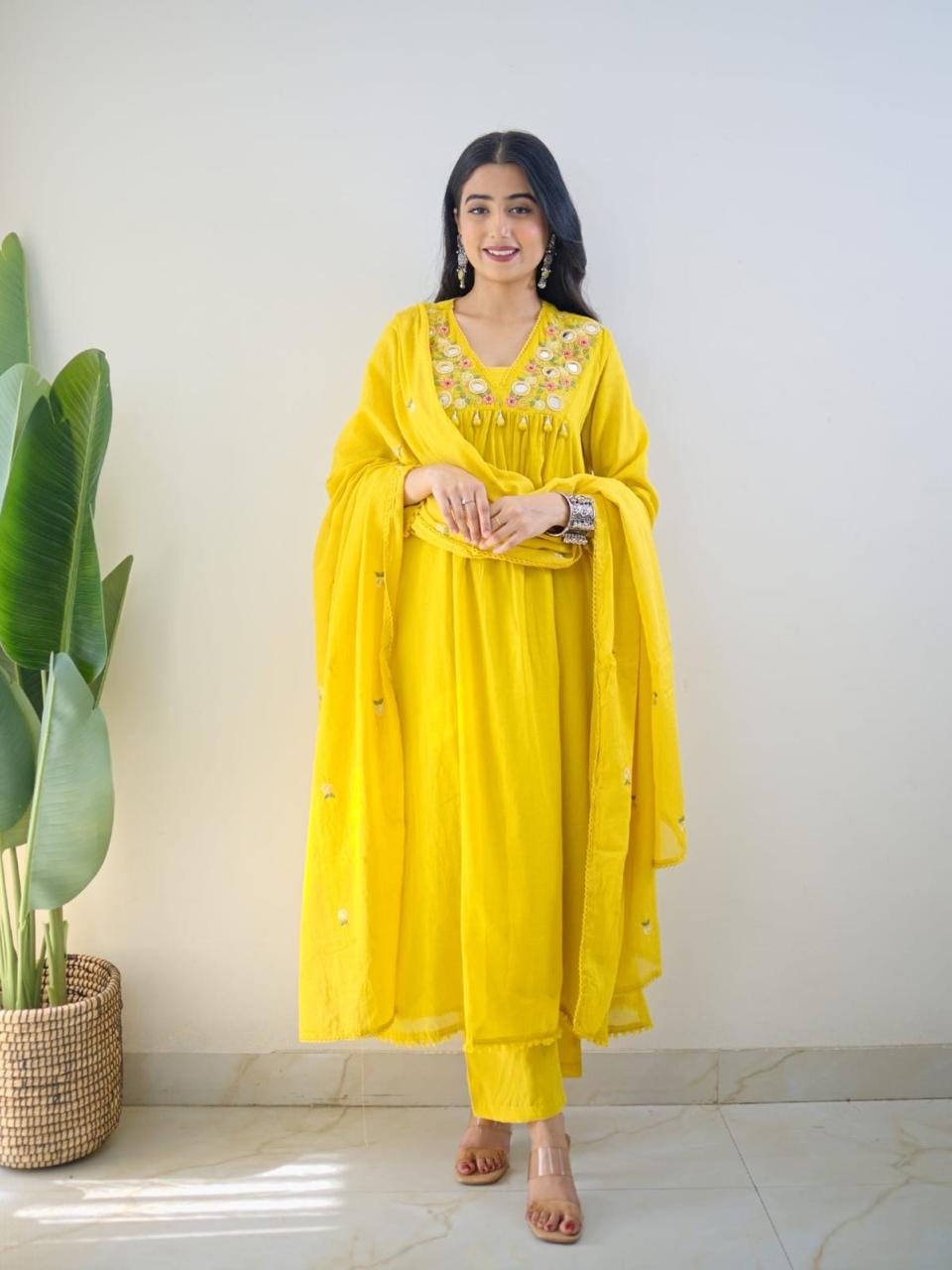 Sunshine Yellow Embroidered Kurta Set with Dupatta