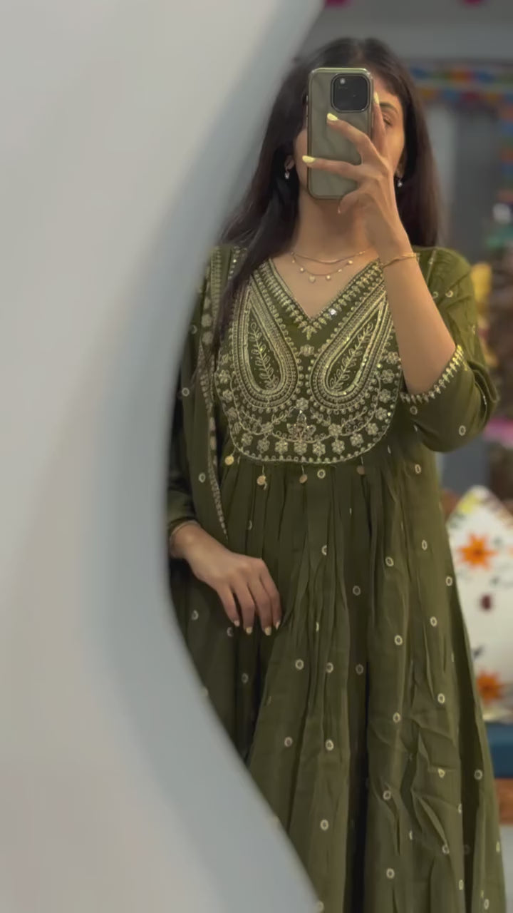 Plum Purple Heavy Embroidered Anarkali Kurta Set with Dupatta