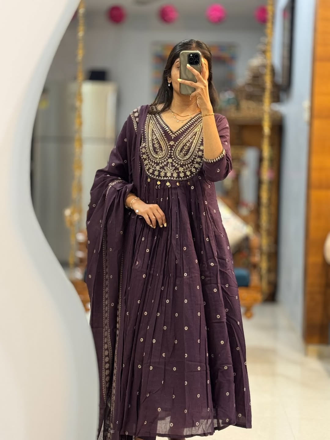 Plum Purple Heavy Embroidered Anarkali Kurta Set with Dupatta
